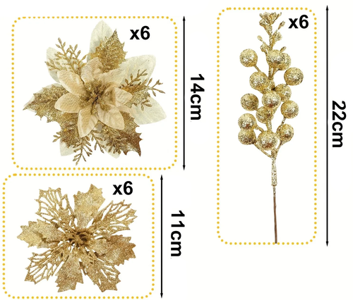 Gałązki Świąteczne z kwiatów sztucznych na stroik Bożonarodzeniowy