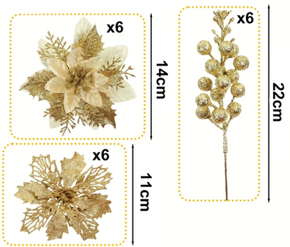 Gałązki Świąteczne z kwiatów sztucznych na stroik Bożonarodzeniowy