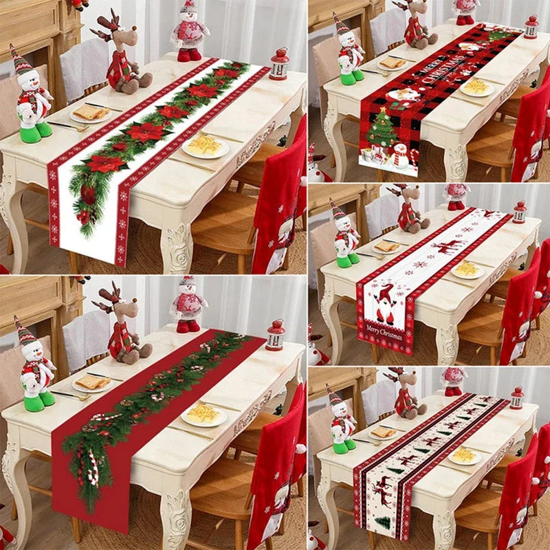 Christmas Table Runner Cloth Merry Christmas Table Decor for Home 2024