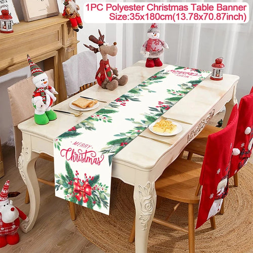 Christmas Table Runner Cloth Merry Christmas Table Decor for Home 2024