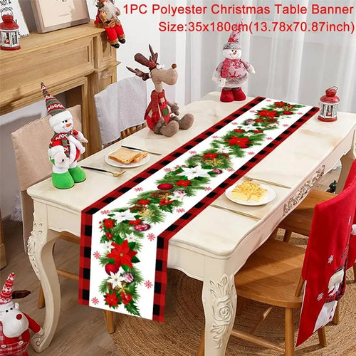 Christmas Table Runner Cloth Merry Christmas Table Decor for Home 2024