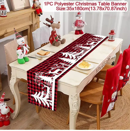 Christmas Table Runner Cloth Merry Christmas Table Decor for Home 2024