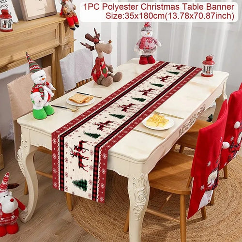 Christmas Table Runner Cloth Merry Christmas Table Decor for Home 2024