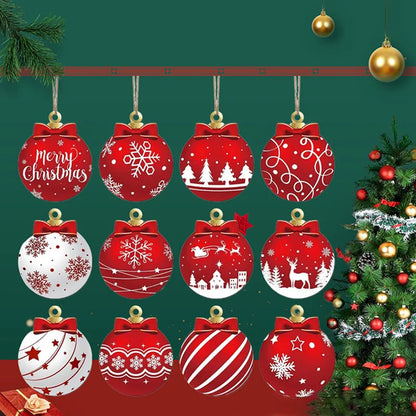 2025 Wooden Christmas Ornaments Hanging Decorations Xmas Ball Pendant