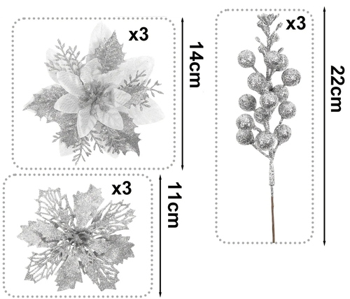 Gałązki Świąteczne z kwiatów sztucznych na stroik Bożonarodzeniowy