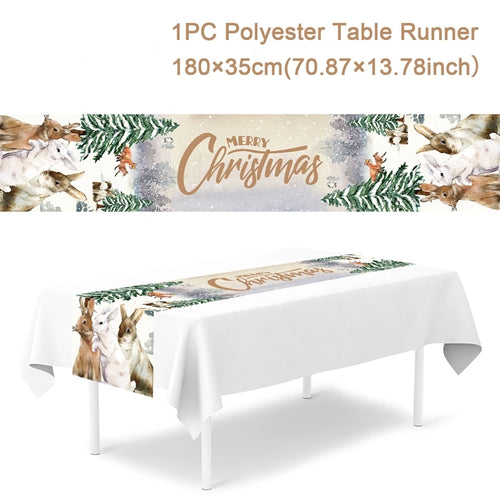 Christmas Table Runner Cloth Merry Christmas Table Decor for Home 2024