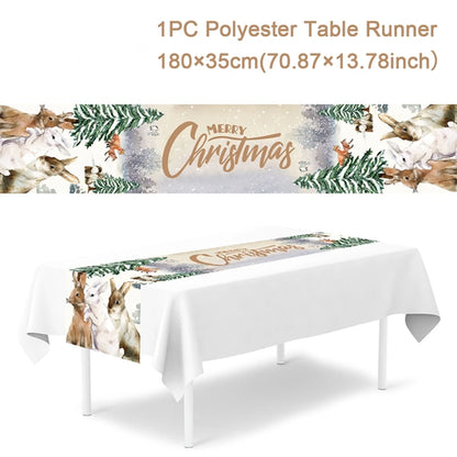 Christmas Table Runner Cloth Merry Christmas Table Decor for Home 2024