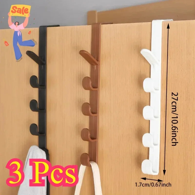 1pc Long Row Of Hooks Behind The Door, Bag Rack Ins Dormitory Storage