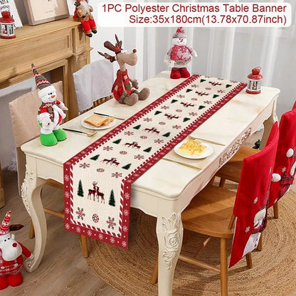 Christmas Table Runner Cloth Merry Christmas Table Decor for Home 2024