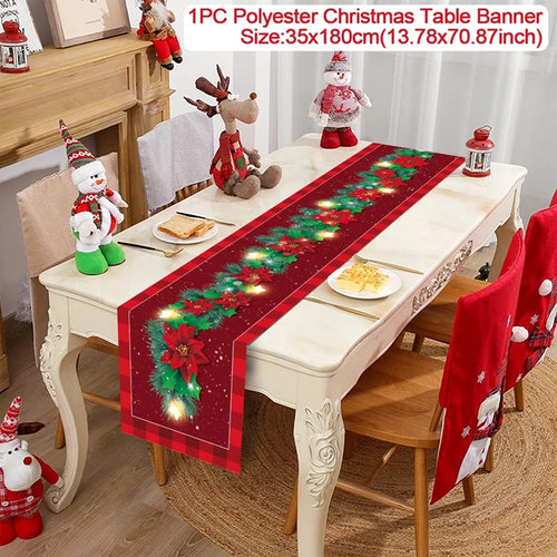 Christmas Table Runner Cloth Merry Christmas Table Decor for Home 2024