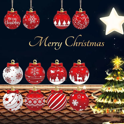 2025 Wooden Christmas Ornaments Hanging Decorations Xmas Ball Pendant