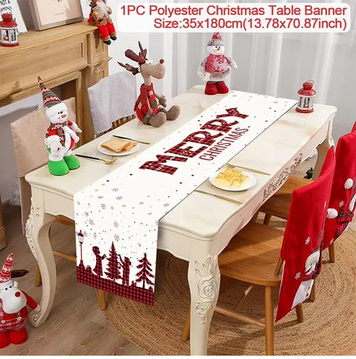 Christmas Table Runner Cloth Merry Christmas Table Decor for Home 2024