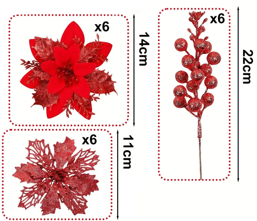 Gałązki Świąteczne z kwiatów sztucznych na stroik Bożonarodzeniowy