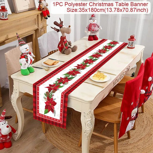 Christmas Table Runner Cloth Merry Christmas Table Decor for Home 2024