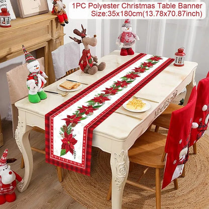 Christmas Table Runner Cloth Merry Christmas Table Decor for Home 2024