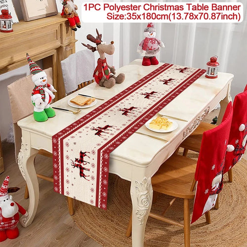 Christmas Table Runner Cloth Merry Christmas Table Decor for Home 2024