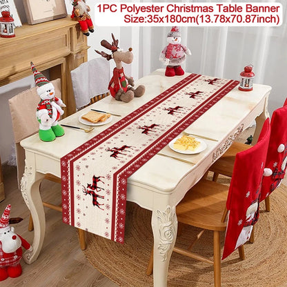 Christmas Table Runner Cloth Merry Christmas Table Decor for Home 2024