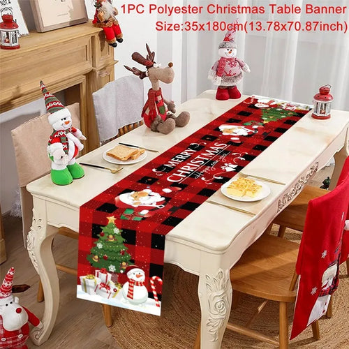 Christmas Table Runner Cloth Merry Christmas Table Decor for Home 2024