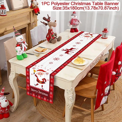 Christmas Table Runner Cloth Merry Christmas Table Decor for Home 2024