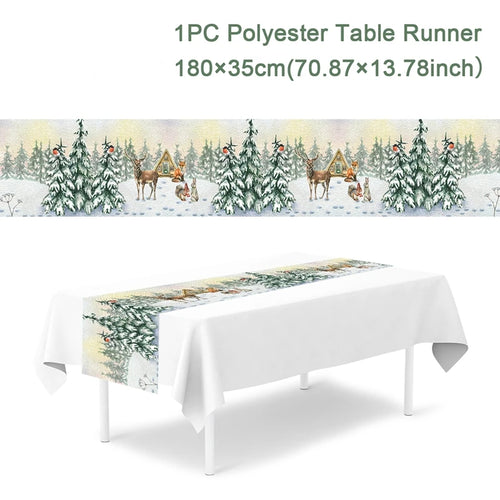Christmas Table Runner Cloth Merry Christmas Table Decor for Home 2024