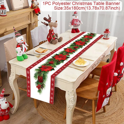 Christmas Table Runner Cloth Merry Christmas Table Decor for Home 2024