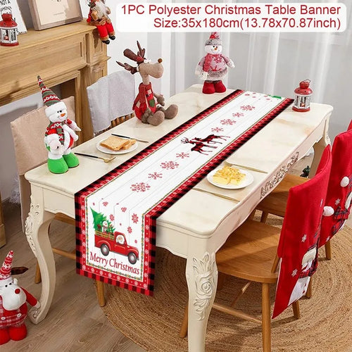 Christmas Table Runner Cloth Merry Christmas Table Decor for Home 2024
