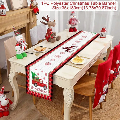 Christmas Table Runner Cloth Merry Christmas Table Decor for Home 2024