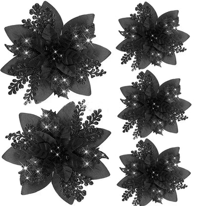 5pcs 14.5cm Glitter Artifical Christmas Flowers Mreey Christmas Tree