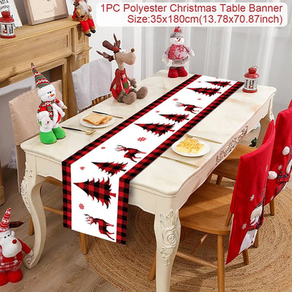 Christmas Table Runner Cloth Merry Christmas Table Decor for Home 2024