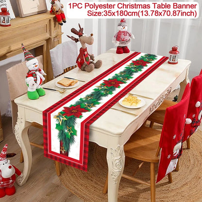 Christmas Table Runner Cloth Merry Christmas Table Decor for Home 2024