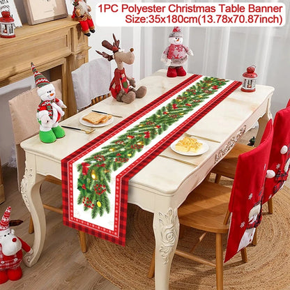 Christmas Table Runner Cloth Merry Christmas Table Decor for Home 2024
