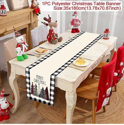 Christmas Table Runner Cloth Merry Christmas Table Decor for Home 2024