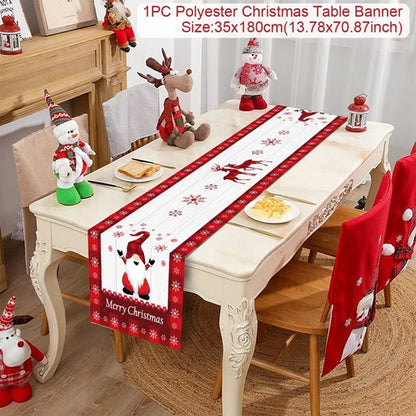 Christmas Table Runner Cloth Merry Christmas Table Decor for Home 2024