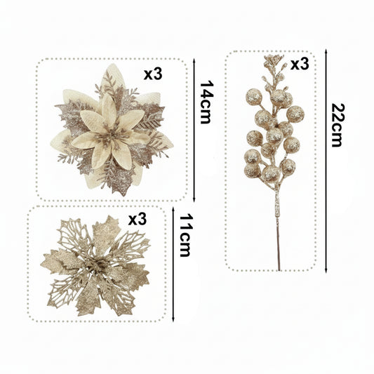 Gałązki Świąteczne z kwiatów sztucznych na stroik Bożonarodzeniowy