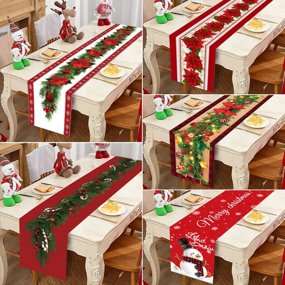 Christmas Table Runner Cloth Merry Christmas Table Decor for Home 2024