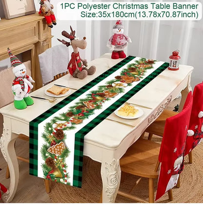 Christmas Table Runner Cloth Merry Christmas Table Decor for Home 2024