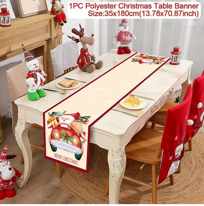 Christmas Table Runner Cloth Merry Christmas Table Decor for Home 2024