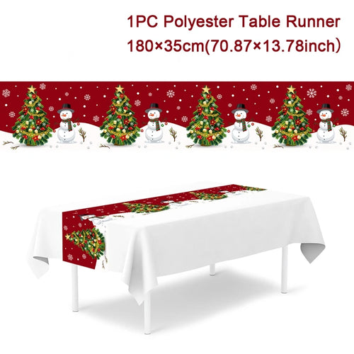 Christmas Table Runner Cloth Merry Christmas Table Decor for Home 2024