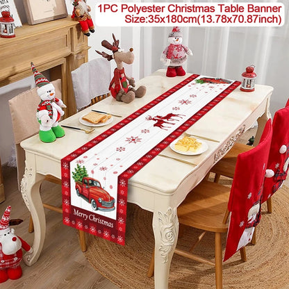 Christmas Table Runner Cloth Merry Christmas Table Decor for Home 2024
