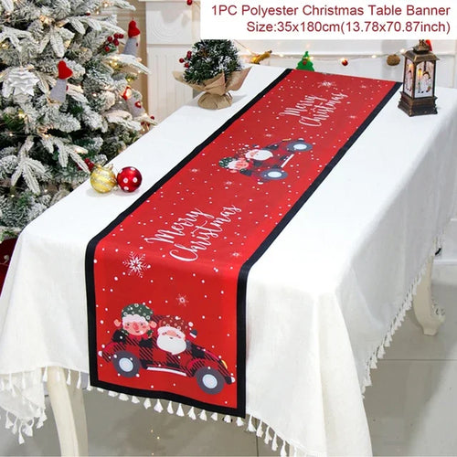 Christmas Table Runner Cloth Merry Christmas Table Decor for Home 2024