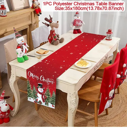 Christmas Table Runner Cloth Merry Christmas Table Decor for Home 2024