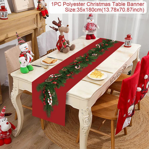 Christmas Table Runner Cloth Merry Christmas Table Decor for Home 2024
