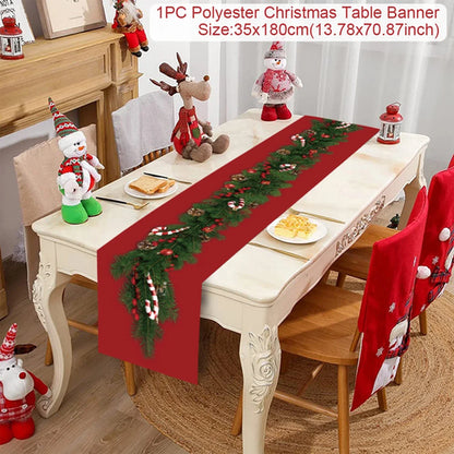 Christmas Table Runner Cloth Merry Christmas Table Decor for Home 2024