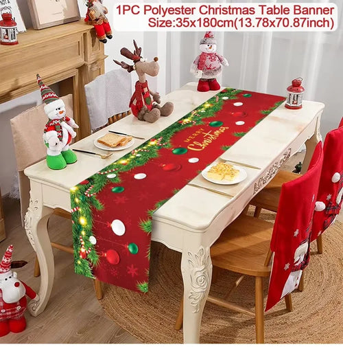 Christmas Table Runner Cloth Merry Christmas Table Decor for Home 2024