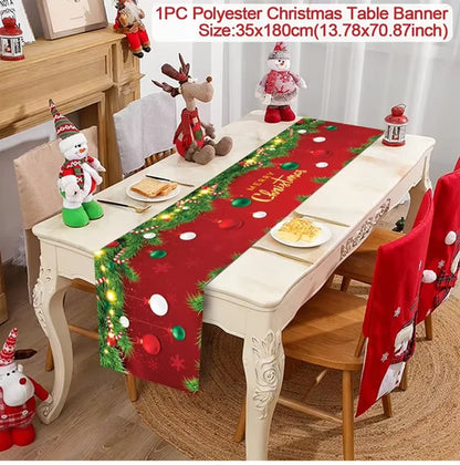 Christmas Table Runner Cloth Merry Christmas Table Decor for Home 2024