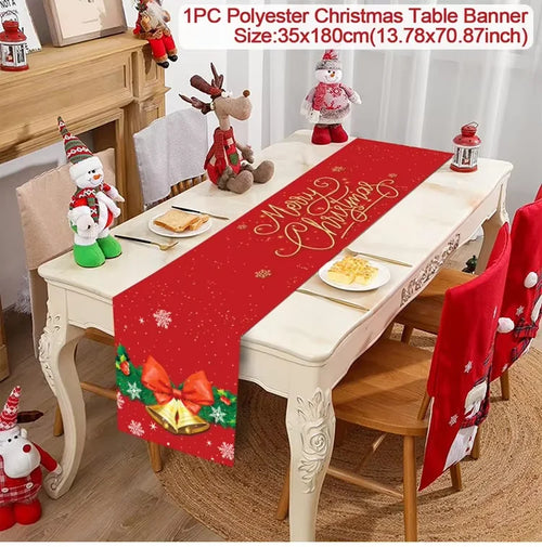 Christmas Table Runner Cloth Merry Christmas Table Decor for Home 2024
