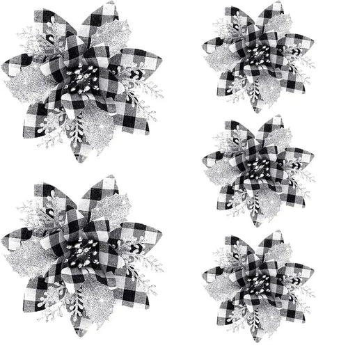 5pcs 14.5cm Glitter Artifical Christmas Flowers Mreey Christmas Tree