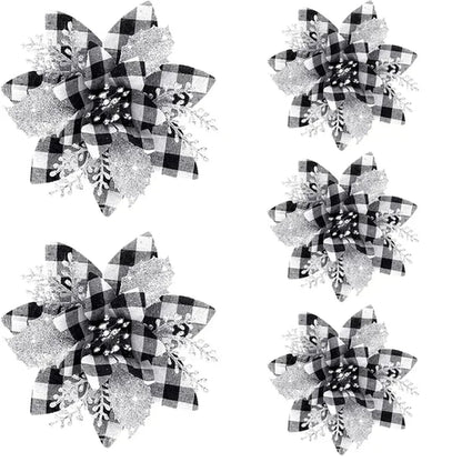 5pcs 14.5cm Glitter Artifical Christmas Flowers Mreey Christmas Tree