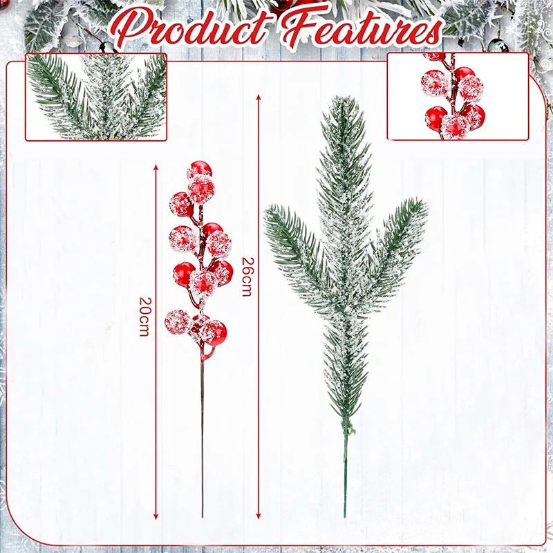 26/20cm Dekoracja świąteczna. Sztuczne gałązki igieł sosnowych