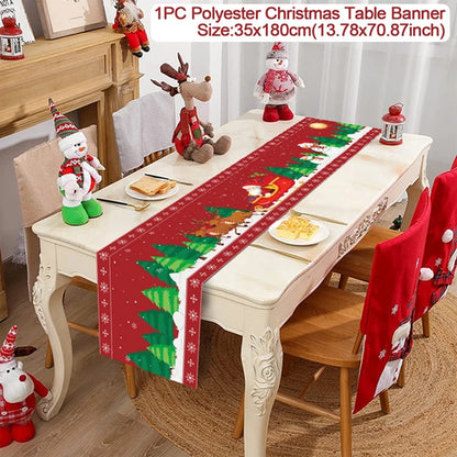 Christmas Table Runner Cloth Merry Christmas Table Decor for Home 2024